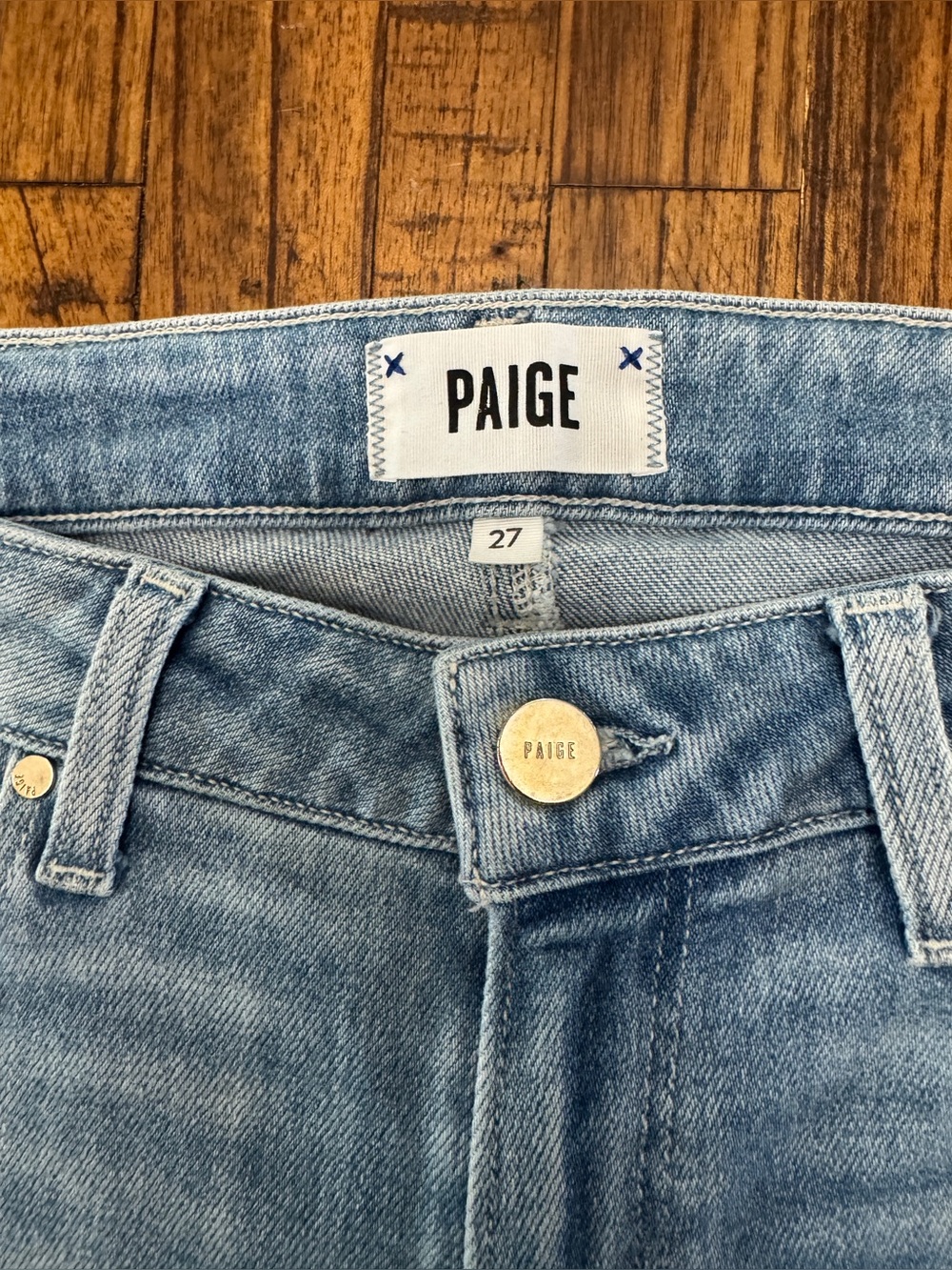 PAIGE Colette Crop Flare with Frayed Hem Light Wash Jeans Size 27 - Picture 9 of 11
